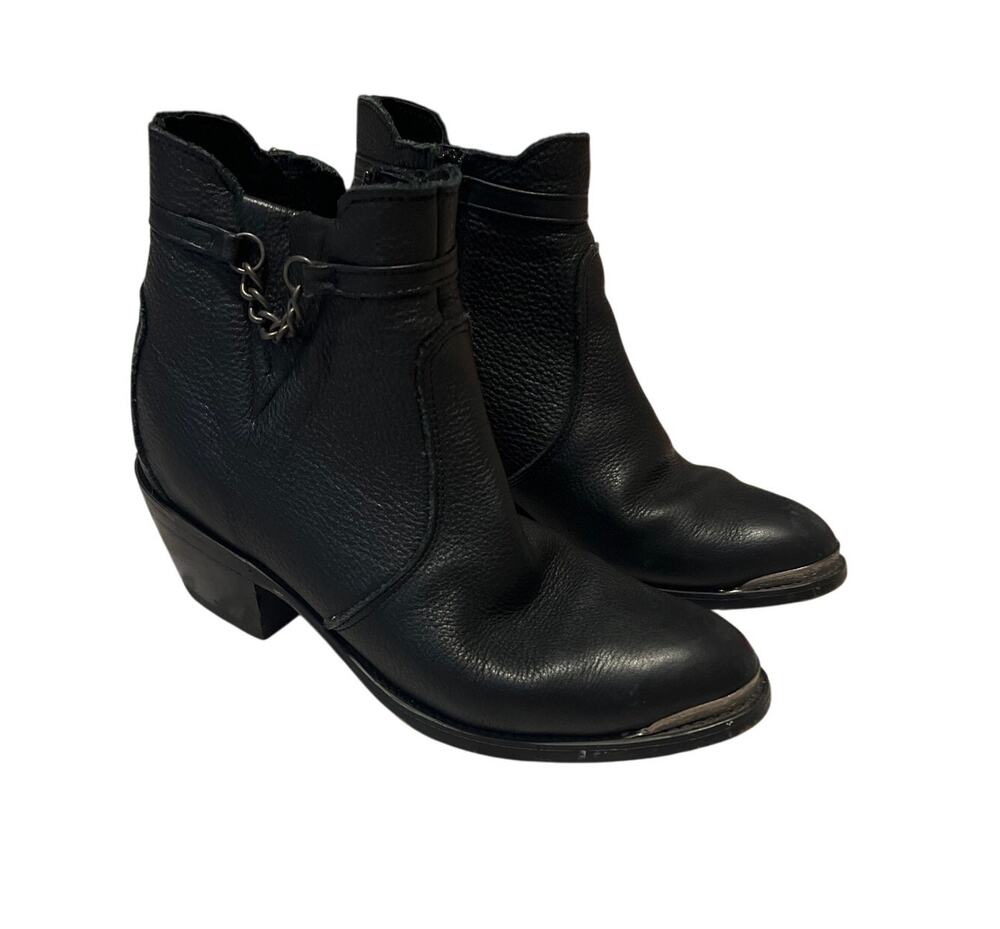 Durango Black Leather Chain Side Zip Moto Ankle Boots Women's 6.5M
